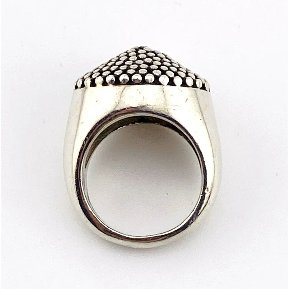 Massive Reticulated Sterling Silver Ring Vintage 15.5 Grs Sz 6.75 Statement Ring